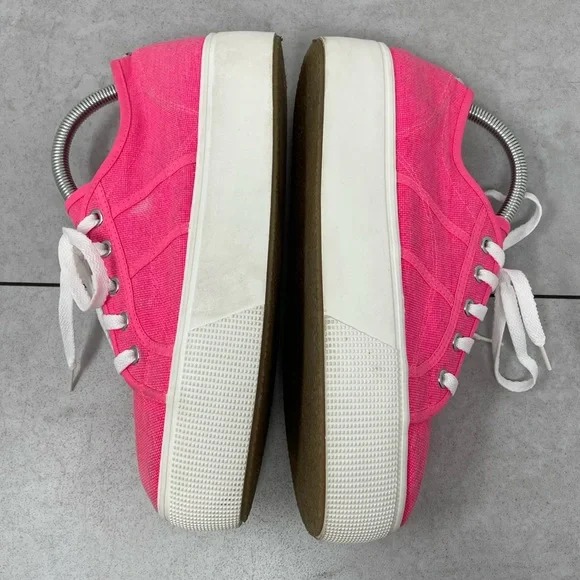 Steve Madden Emmi Canvas Platform Sneakers Shoes Womens Size 10M Bright Pink - Picture 9 of 10